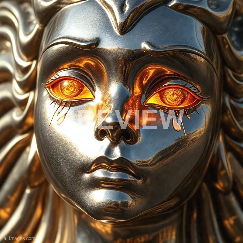 13338 - golden-tears-a-metallic-statue-reflecting-light-its-e_250705085134_00001